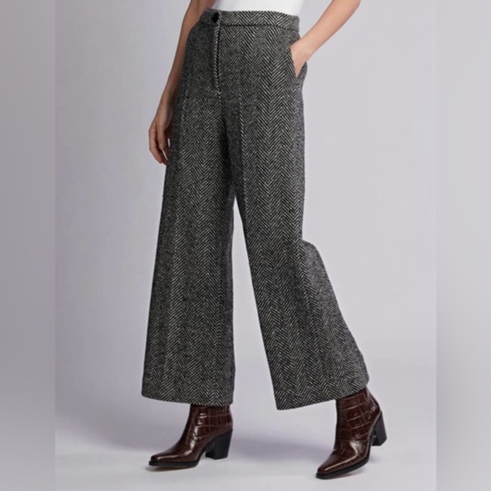 Alexa Chung Wool Tweed Pants Womens Size 8 Cropped Trousers